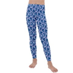 Blue Pattern Scrapbook Kids  Lightweight Velour Leggings by Bajindul