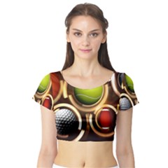 Sport Ball Tennis Golf Football Short Sleeve Crop Top by Bajindul