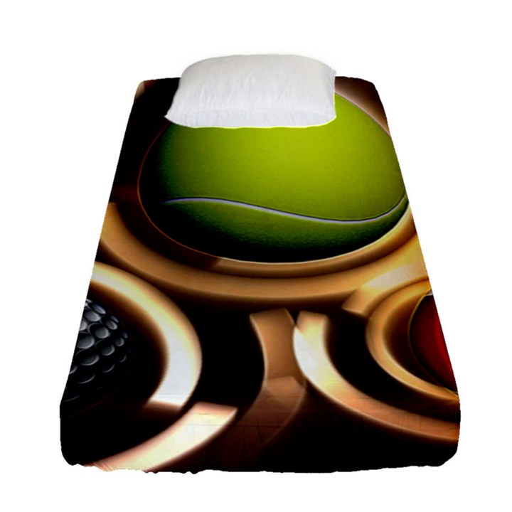 Sport Ball Tennis Golf Football Fitted Sheet (Single Size)