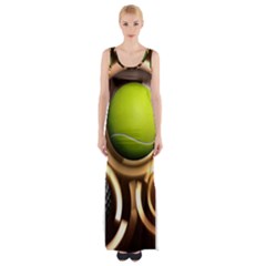 Sport Ball Tennis Golf Football Maxi Thigh Split Dress by Bajindul