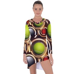 Sport Ball Tennis Golf Football Asymmetric Cut-out Shift Dress by Bajindul