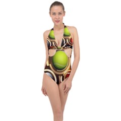 Sport Ball Tennis Golf Football Halter Front Plunge Swimsuit by Bajindul