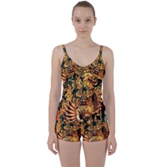 Sculpture Art Temple Tower Tie Front Two Piece Tankini by Pakrebo