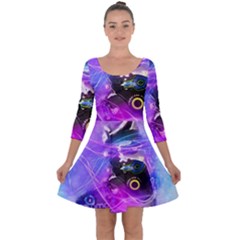 Ski Boot Ski Boots Skiing Activity Quarter Sleeve Skater Dress by Pakrebo