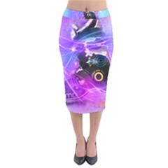 Ski Boot Ski Boots Skiing Activity Velvet Midi Pencil Skirt by Pakrebo