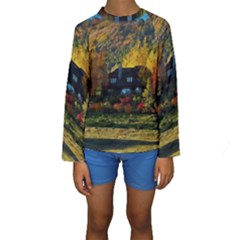 Outdoor Landscape Scenic View Kids  Long Sleeve Swimwear by Pakrebo