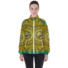 Mandala In Peace And Feathers Women s High Neck Windbreaker by pepitasart