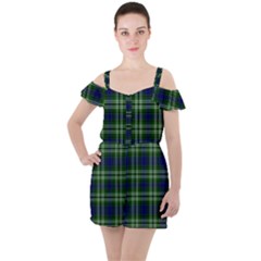 Tweedside District Tartan Ruffle Cut Out Chiffon Playsuit by impacteesstreetwearfour