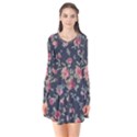 Planted a Rose Long Sleeve V-neck Flare Dress View1