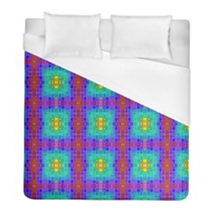 Groovy Green Orange Blue Yellow Square Pattern Duvet Cover (full/ Double Size) by BrightVibesDesign