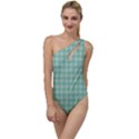 Argyle Light Green Pattern To One Side Swimsuit View1