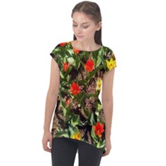 Tulips In April Cap Sleeve High Low Top by Riverwoman