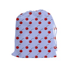 Kawaii Cherries Blue Pattern Drawstring Pouch (xl) by snowwhitegirl