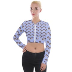 Kawaii Dougnut Blue Pattern Long Sleeve Cropped Velvet Jacket by snowwhitegirl