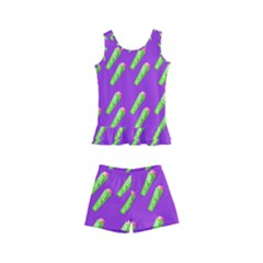 Ice Freeze Purple Pattern Kids  Boyleg Swimsuit by snowwhitegirl