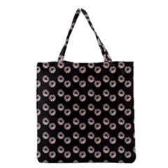 Kawaii Dougnut Black Pattern Grocery Tote Bag by snowwhitegirl