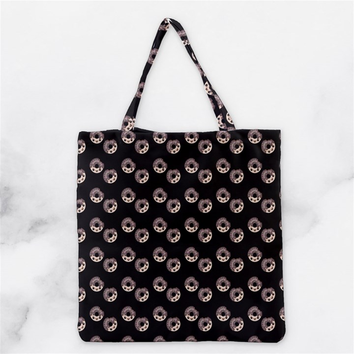 Kawaii Dougnut Black Pattern Grocery Tote Bag