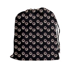 Kawaii Dougnut Black Pattern Drawstring Pouch (xxl) by snowwhitegirl