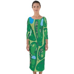 Golf Course Par Golf Course Green Copy Quarter Sleeve Midi Bodycon Dress by Nexatart