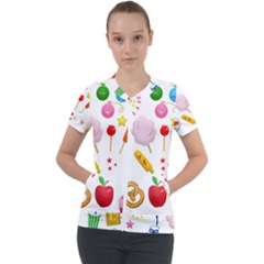 Summer Fair Food Goldfish Short Sleeve Zip Up Jacket by Nexatart