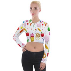 Summer Fair Food Goldfish Long Sleeve Cropped Velvet Jacket by Nexatart