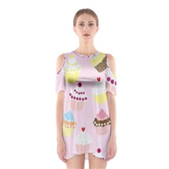 Eat Cupcakes Shoulder Cutout One Piece Dress by WensdaiAmbrose