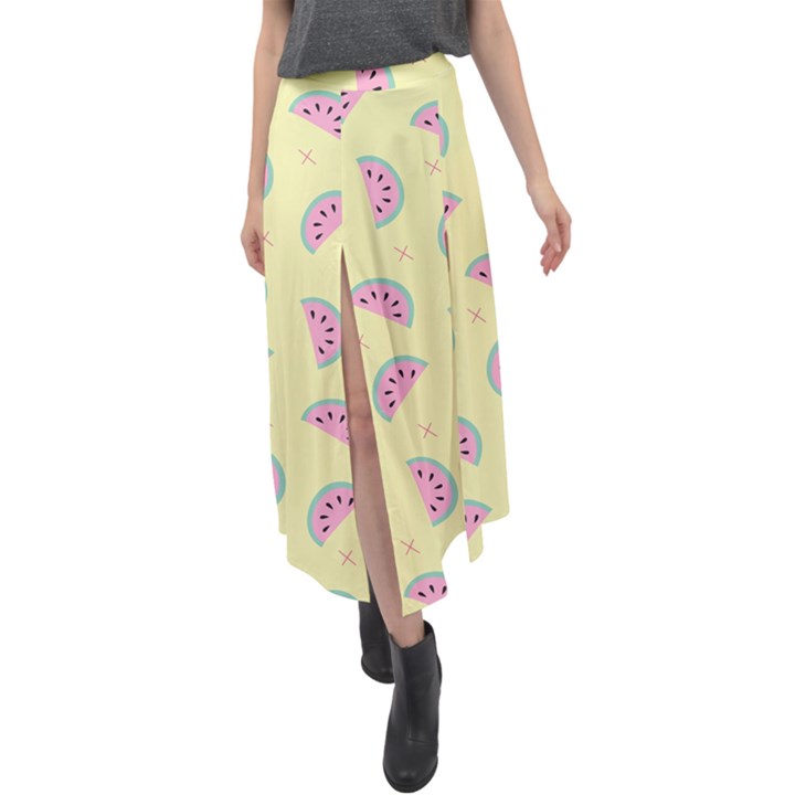 Watermelon Wallpapers  Creative Illustration And Pattern Velour Split Maxi Skirt