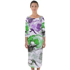 Horse Animal World Green Quarter Sleeve Midi Bodycon Dress by BangZart