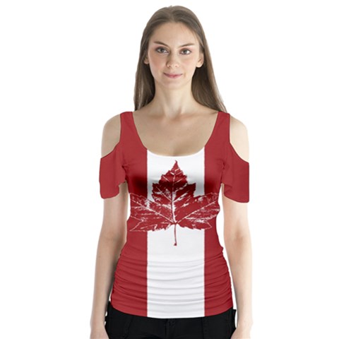 Cool Canada Shirts Butterfly Sleeve Cutout Tee  by CanadaSouvenirs