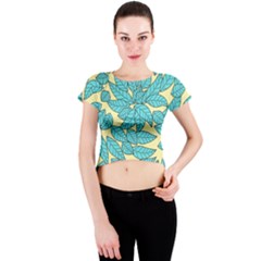 Leaves Dried Leaves Stamping Crew Neck Crop Top by Pakrebo