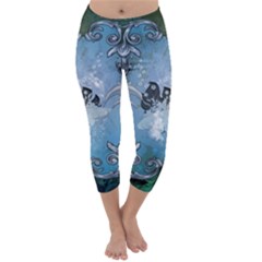 Surfboard With Dolphin Capri Winter Leggings  by FantasyWorld7