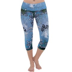 Surfboard With Dolphin Capri Yoga Leggings by FantasyWorld7