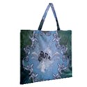 Surfboard With Dolphin Zipper Large Tote Bag View2