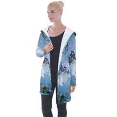 Surfboard With Dolphin Longline Hooded Cardigan by FantasyWorld7