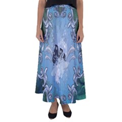 Surfboard With Dolphin Flared Maxi Skirt by FantasyWorld7