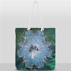 Surfboard With Dolphin Full Print Rope Handle Tote (large) by FantasyWorld7