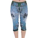 Surfboard With Dolphin Velvet Capri Leggings  View1