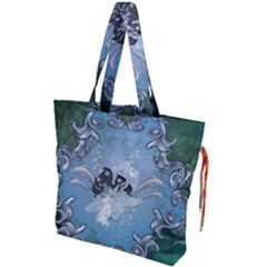 Surfboard With Dolphin Drawstring Tote Bag by FantasyWorld7