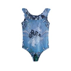 Surfboard With Dolphin Kids  Frill Swimsuit by FantasyWorld7