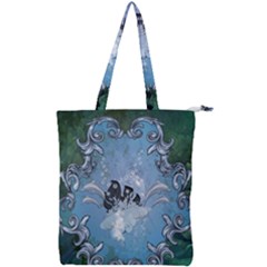 Surfboard With Dolphin Double Zip Up Tote Bag by FantasyWorld7