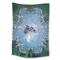 Surfboard With Dolphin Large Tapestry by FantasyWorld7