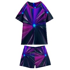 Abstract Background Lightning Kids  Swim Tee And Shorts Set by Pakrebo