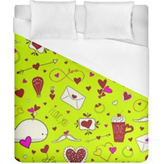 Valentin s Day Love Hearts Pattern Red Pink Green Duvet Cover (california King Size) by EDDArt