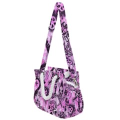 Pink Scene Kid Sketches Rope Handles Shoulder Strap Bag by ArtistRoseanneJones