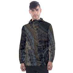 Fractal Spikes Gears Abstract Men s Front Pocket Pullover Windbreaker by Pakrebo