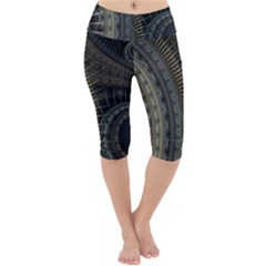 Fractal Spikes Gears Abstract Lightweight Velour Cropped Yoga Leggings by Pakrebo