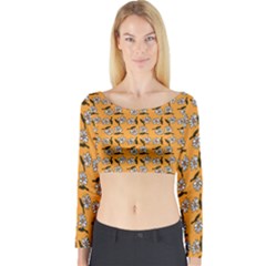 Daisy Orange Long Sleeve Crop Top by snowwhitegirl