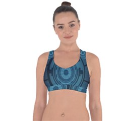 Technology Background Binary Cross String Back Sports Bra by Pakrebo