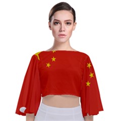 China Flag Tie Back Butterfly Sleeve Chiffon Top by FlagGallery