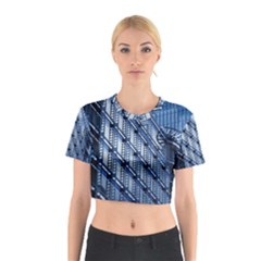 Abstract Architecture Azure Cotton Crop Top by Pakrebo